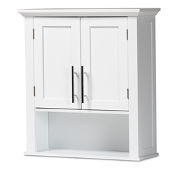 Baxton Studio Turner Modern and Contemporary White Finished Wood 2-Door Bathroom Wall Storage Cabinet